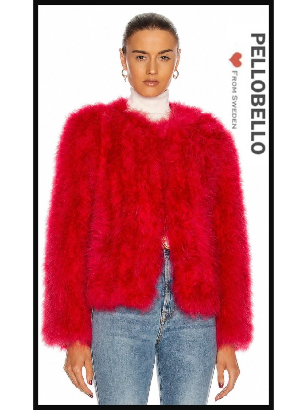 💥CHIC & SEXY!💥LUXURIOUS OSTRICH FEATHER JACKET IN SCARLETT RED